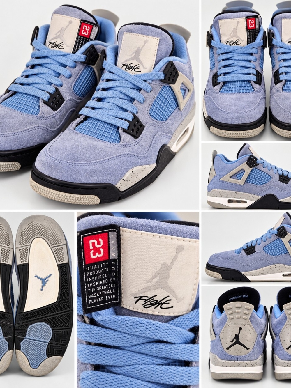 Air Jordan 4 Retro University Blue GS 7Y 408452-400 UNC Sneakers. Kids Sizs 7